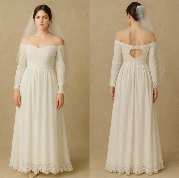 Custom Dresses & Skirts - VTG Off The Shoulder wedding dress